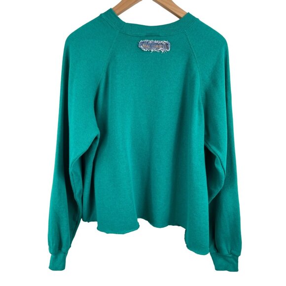 Be Nice Hand Decorated Denim Applique Womens XL Hanes Crewneck Sweatshirt - Picture 2 of 8